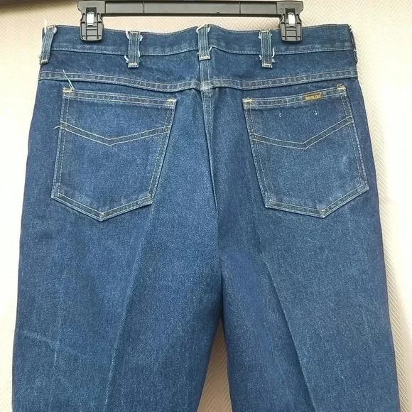 Western Roebucks Dark Blue Jeans 36x30 starched Creased Vintage - Picture 11 of 13